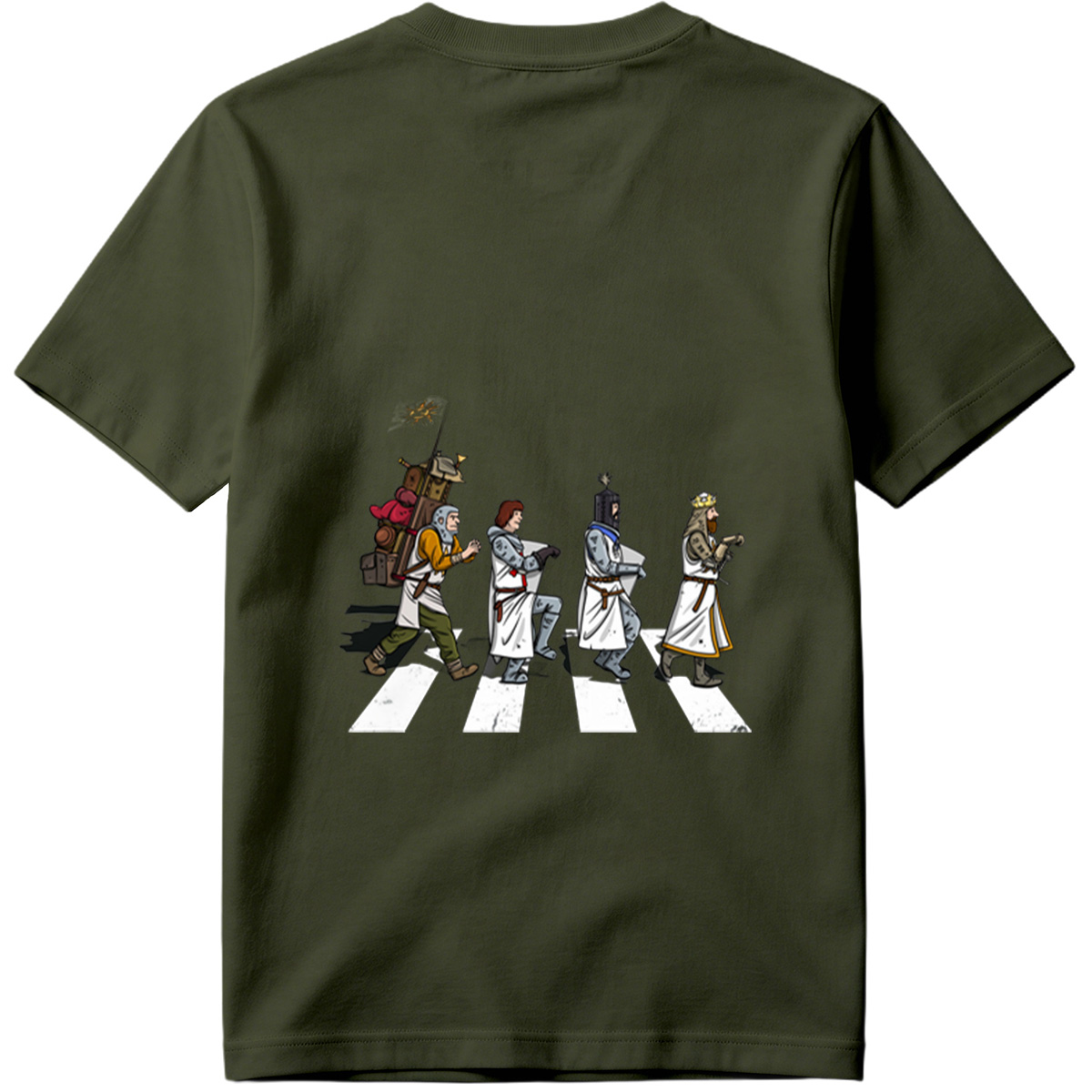 The Knights: Monty Python's Holy Grail Characters Crossing the Road - Tee