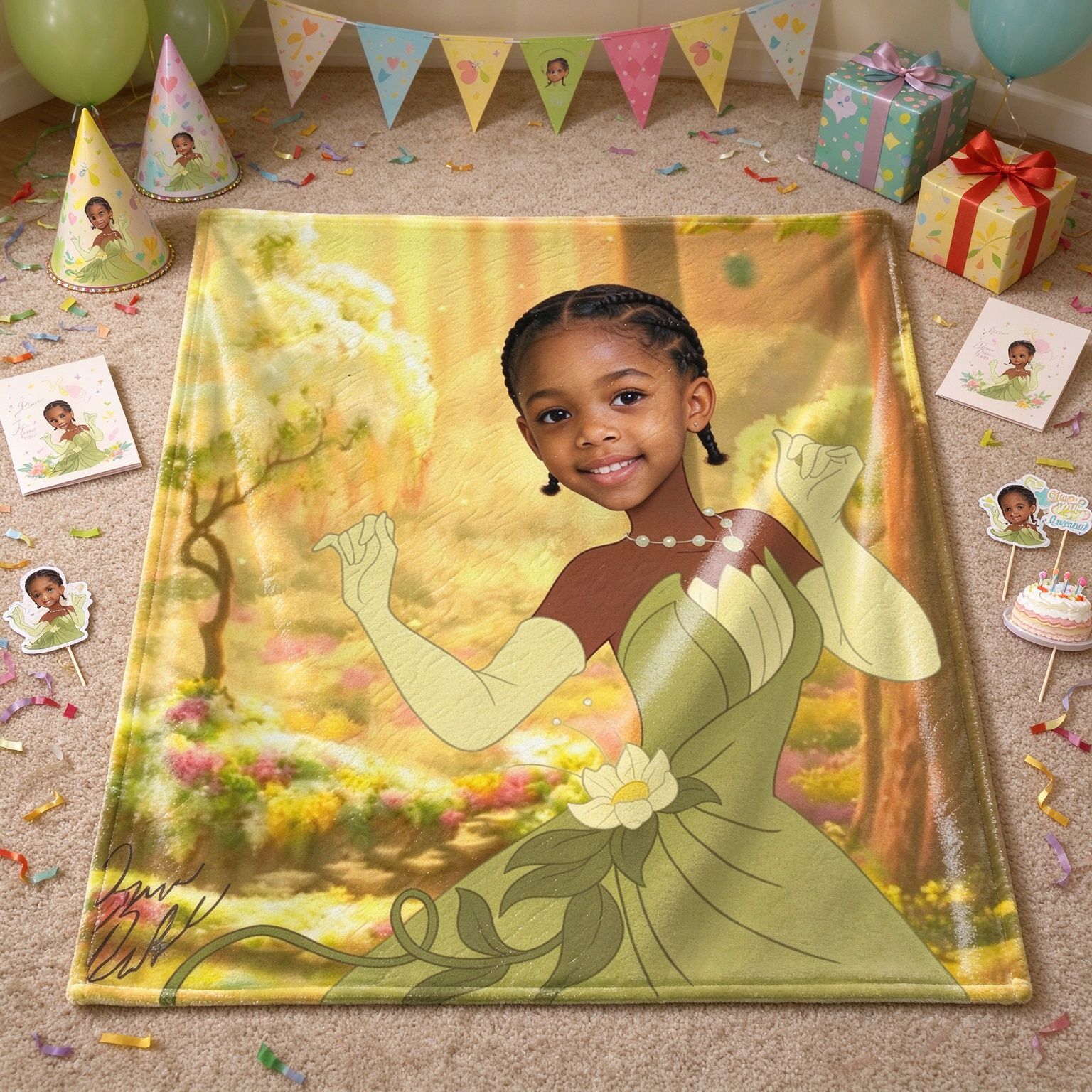Custom Photo Face Blanket Personalized Green Princess Flannel Fleece Throw Soft Bed Cover Ideal Personalized Gift