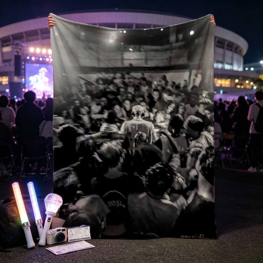 Billie Eilish Live Concert Crowd Shot in Black and White - Blankets