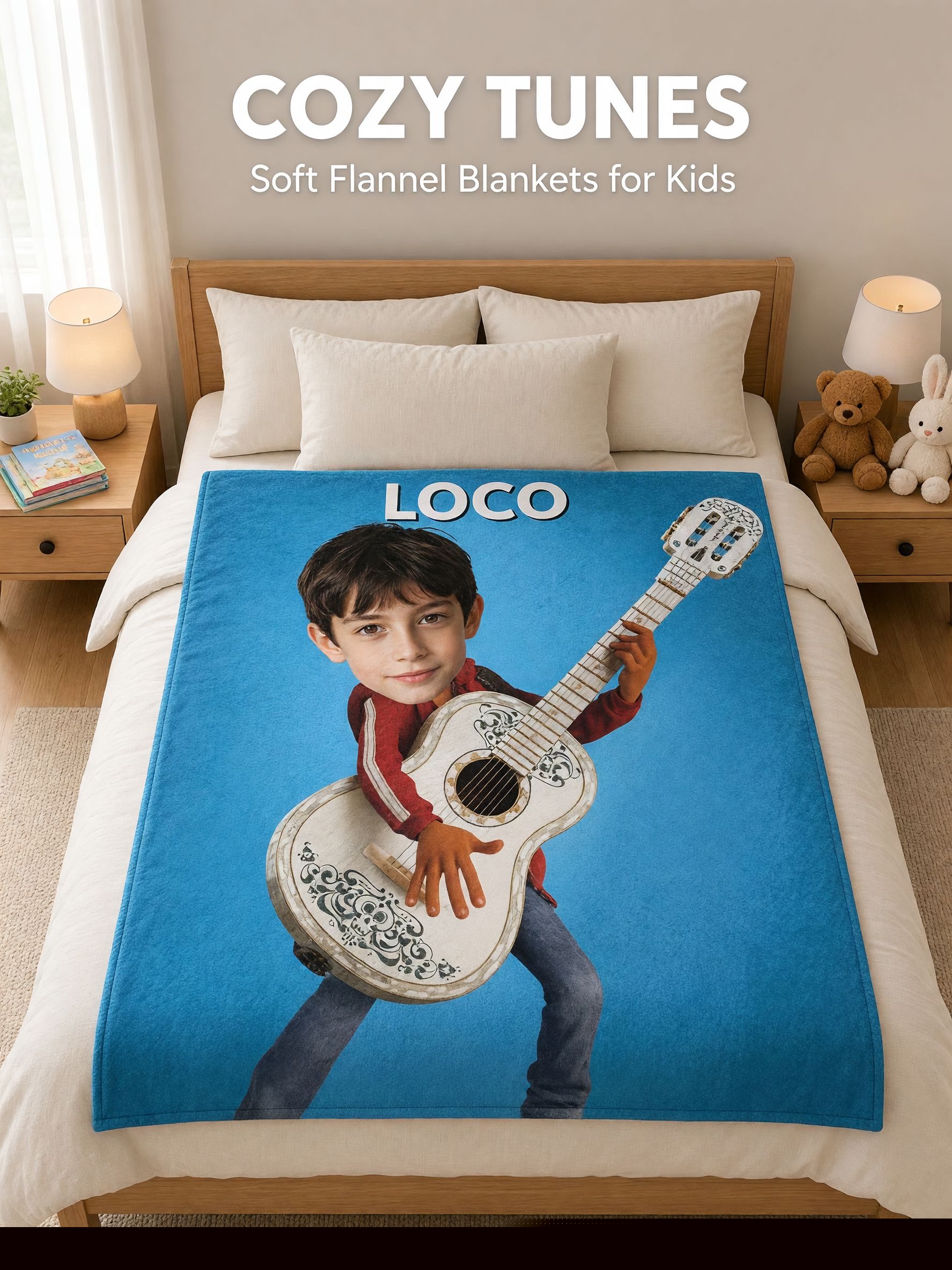 Custom Photo Face Blanket Personalized Flannel Fleece Throw Lightweight Warm Bed Couch Quilt Unique Keepsake Gift