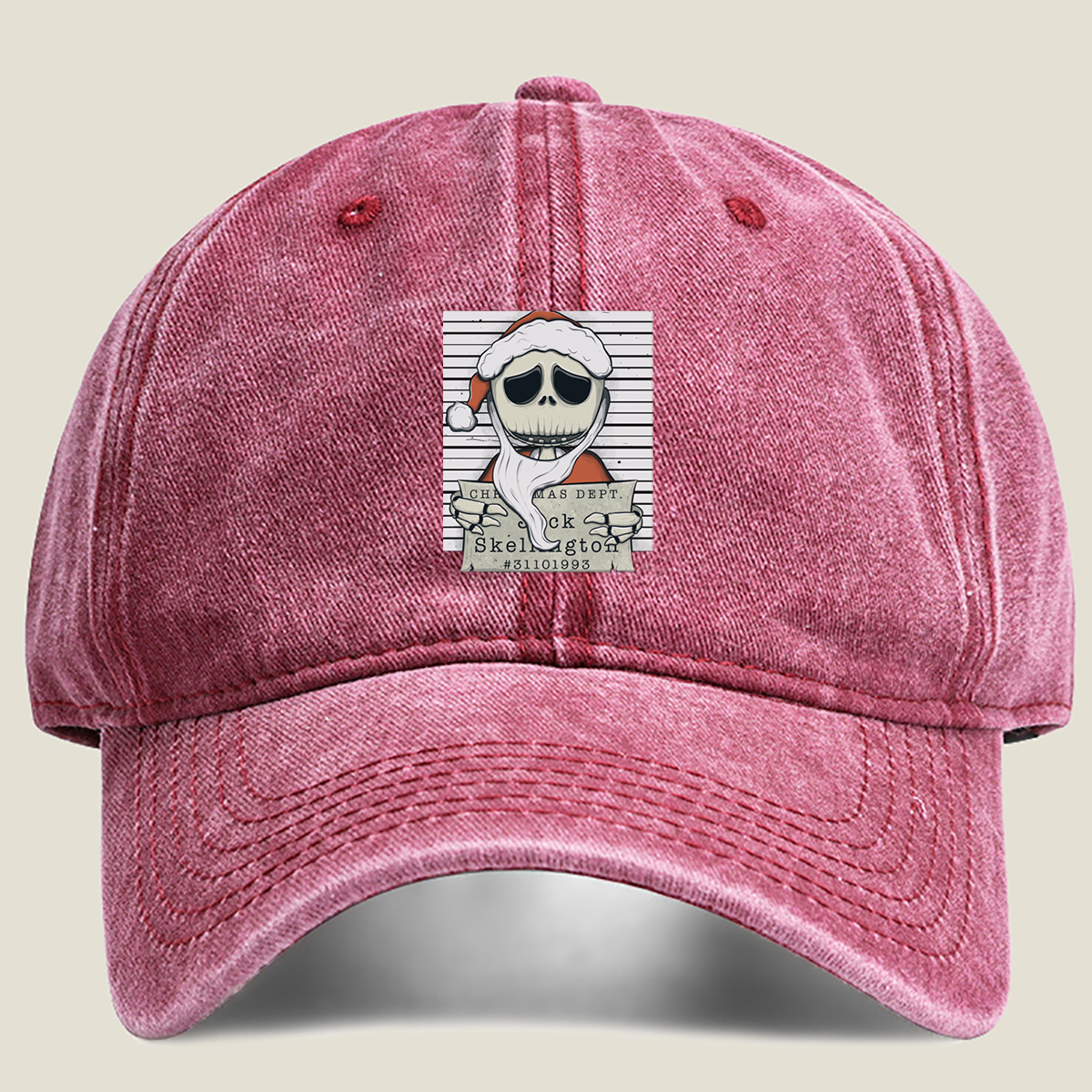 Jack Skellington Christmas Dept Mugshot - Washed Denim - Baseball Cap