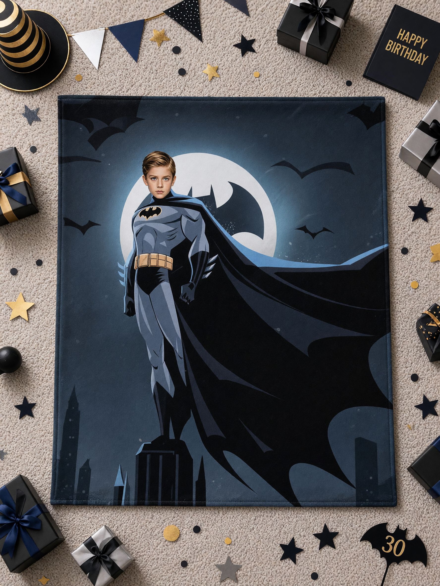 Custom Photo Superhero Flannel Fleece Blanket Soft Personalized Comic Throw Ideal Keepsake Gift for Kids and Teens