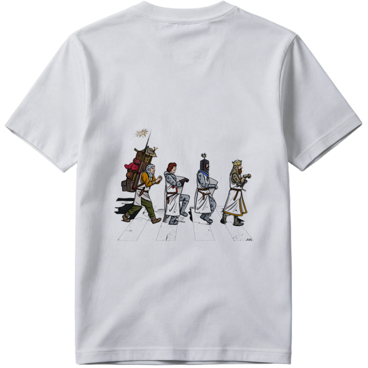 The Knights: Monty Python's Holy Grail Characters Crossing the Road - Tee