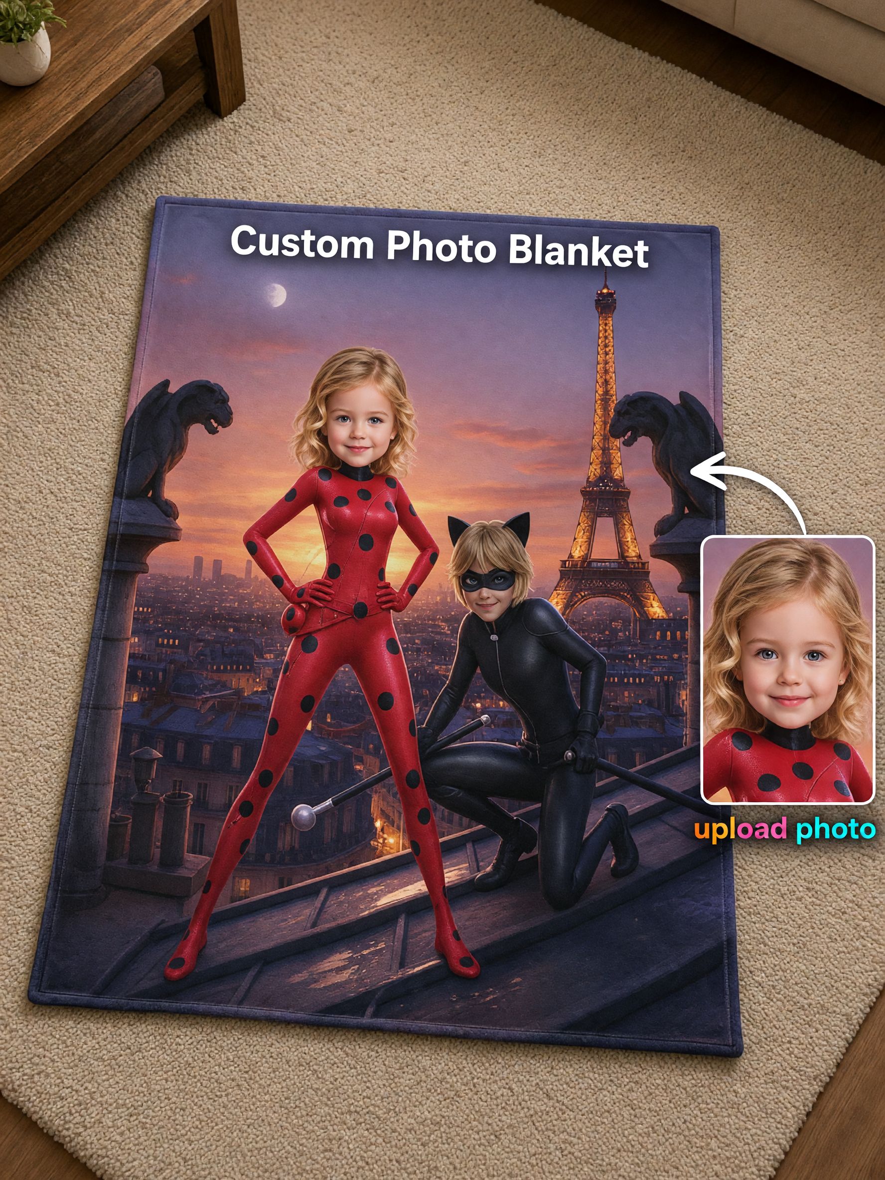Custom Face Photo Superhero Fleece Blanket, Personalized Cozy Flannel Throw for Kids, Ideal Birthday Keepsake Gift
