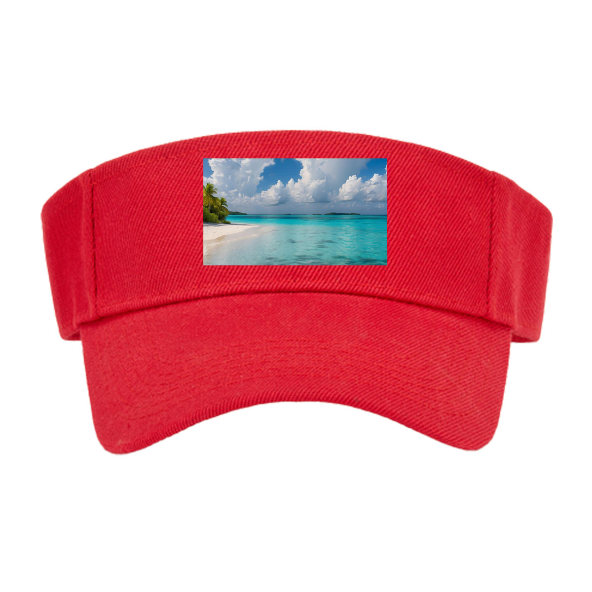 Crystal Clear Waters and White Sand Beach Under Blue Sky -  Visor cap