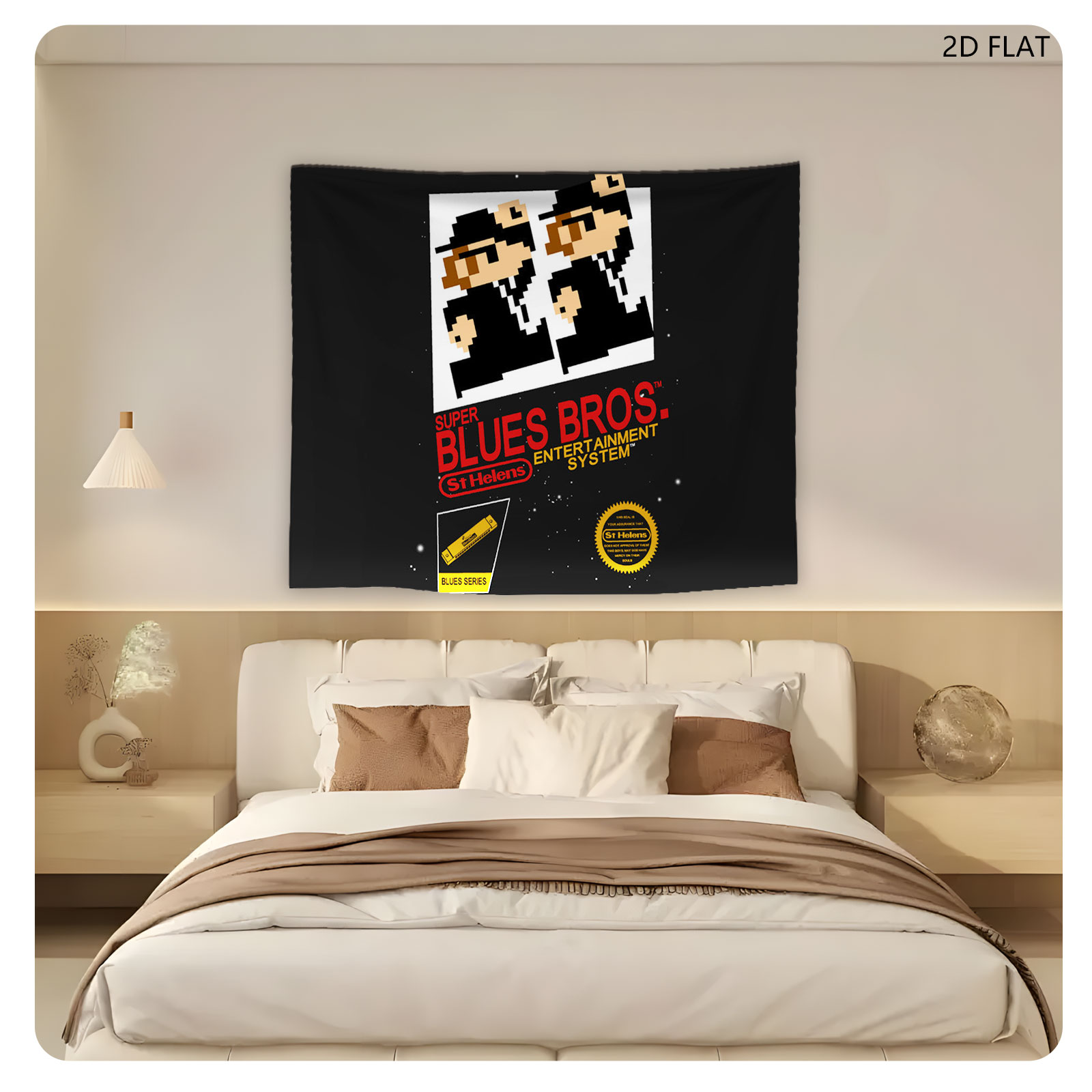 Super Blues Bros. Entertainment System: St Helens Blues Series Pixel Art Design - Tapestry