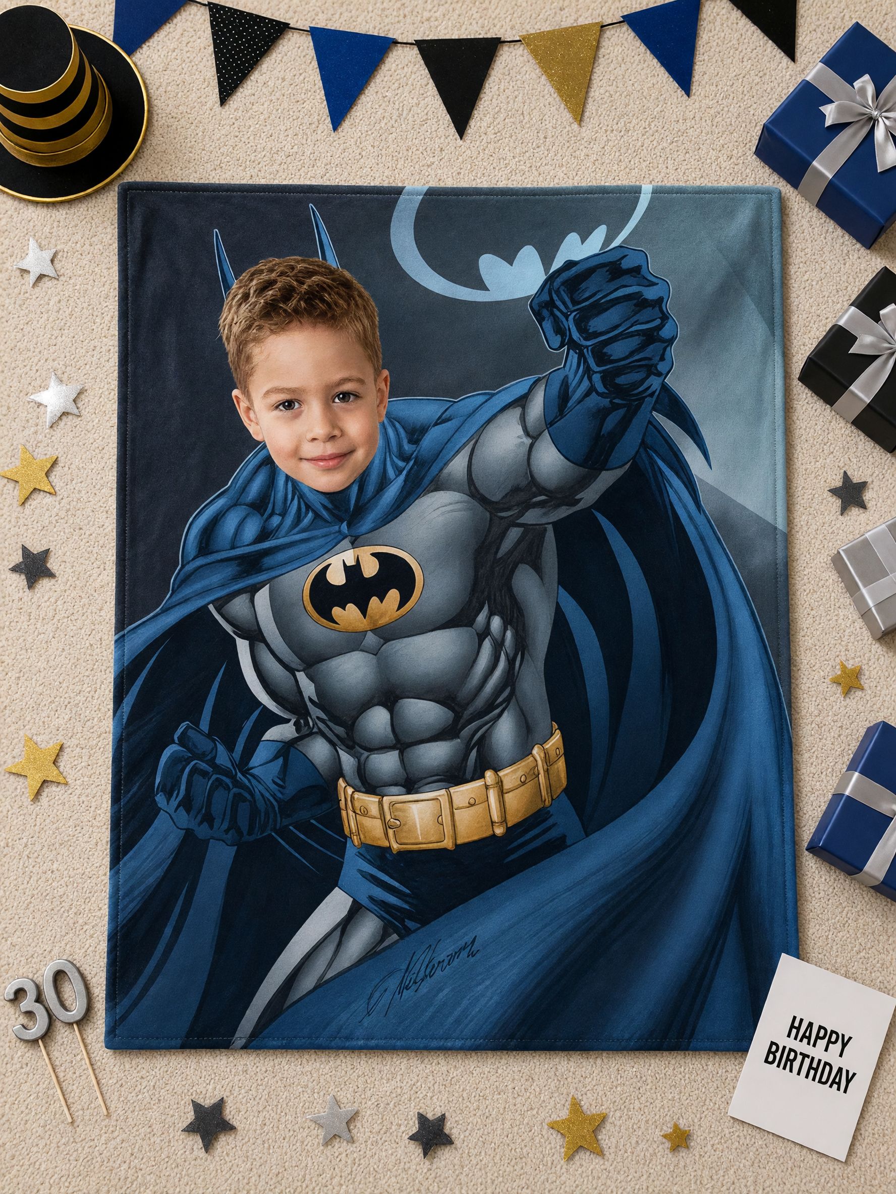 Custom Face Superhero Blanket Personalized Photo Flannel Fleece Throw Cozy Plush Bed Couch Wrap Ideal Gift