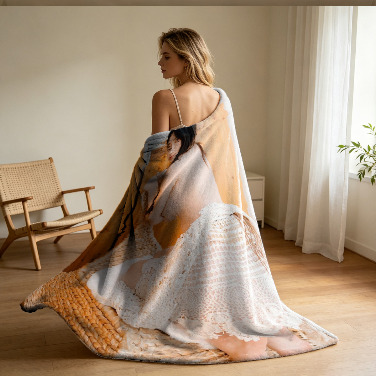 Emma Watson nude on a balcony overlooking the sea - Blanket
