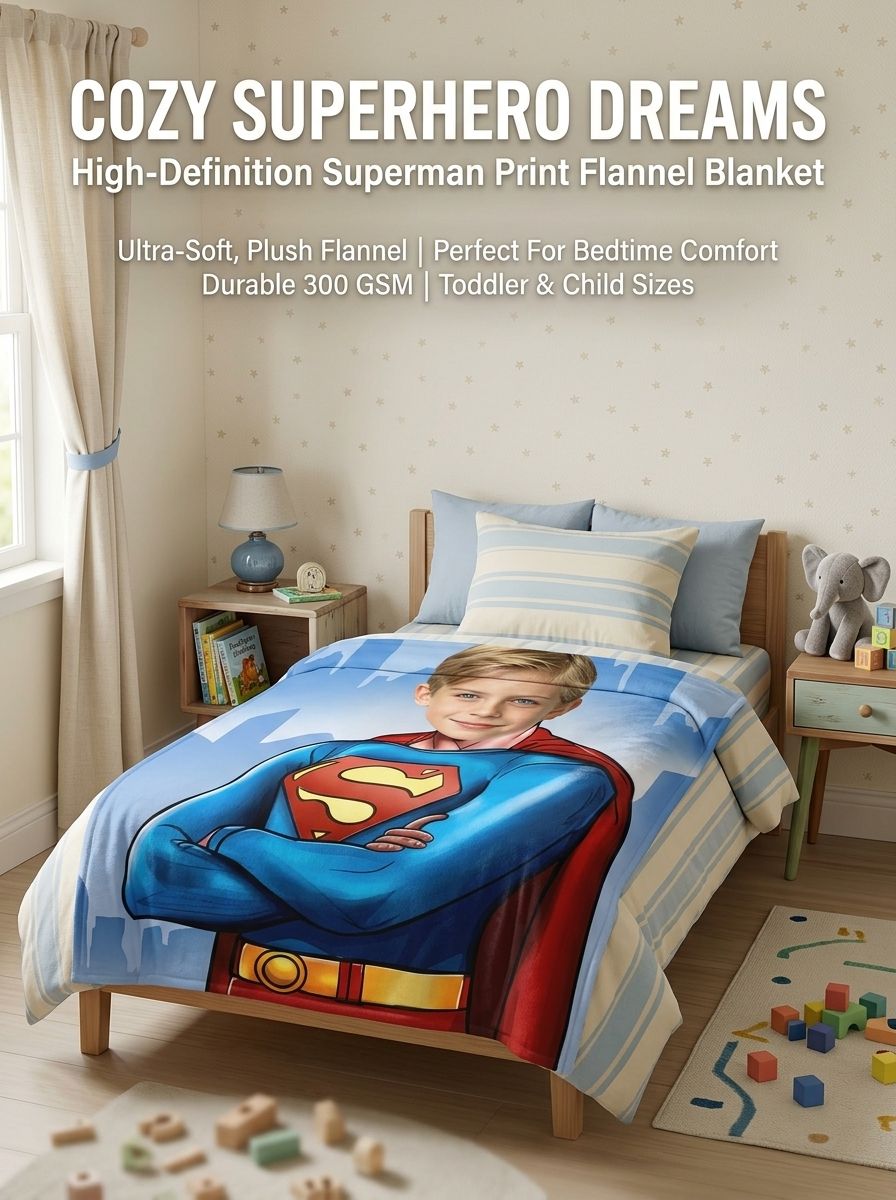 Custom Photo Superhero Flannel Fleece Blanket Personalized Face Portrait Throw for Kids Adults Cozy Home Decor Gift