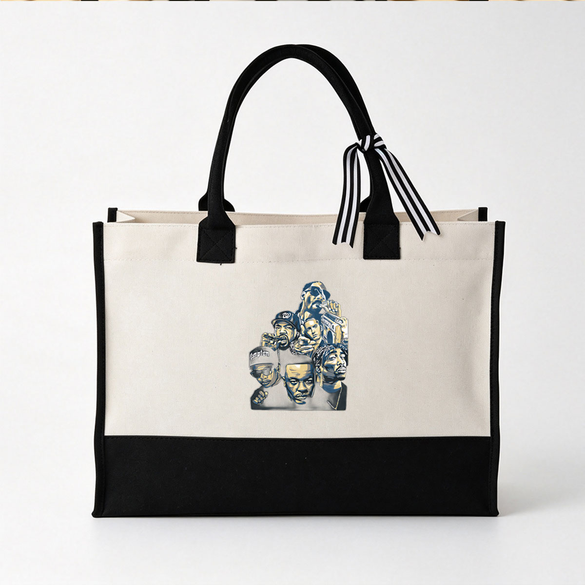 Compton Legends: Dr. Dre, Snoop Dogg, Tupac, Eazy-E, and Ice Cube - Canvas patchwork gift tote bag