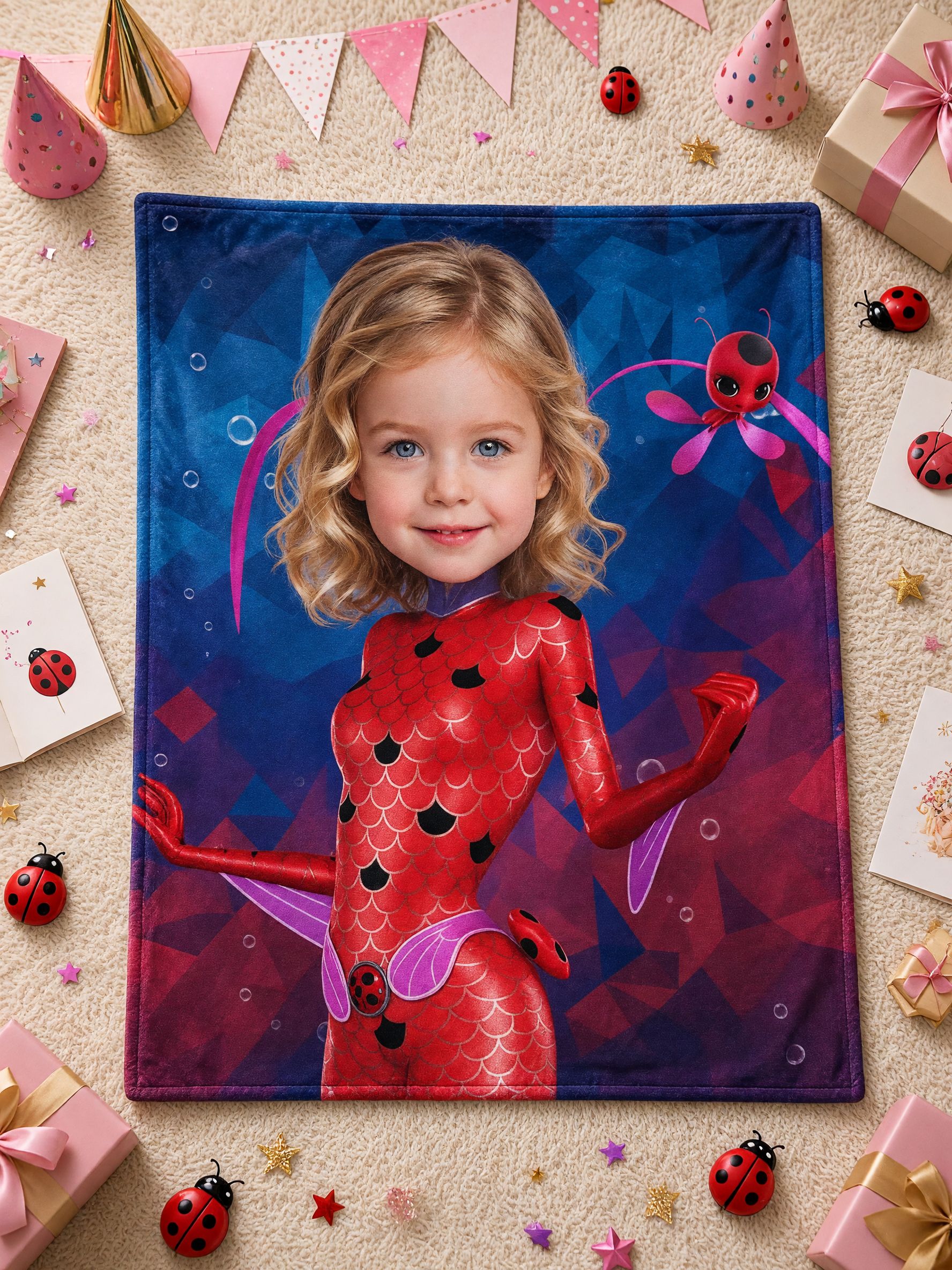 Custom Face Photo Blanket Personalized Superhero Cartoon Flannel Throw for Kids, Ideal Cozy Keepsake Gift