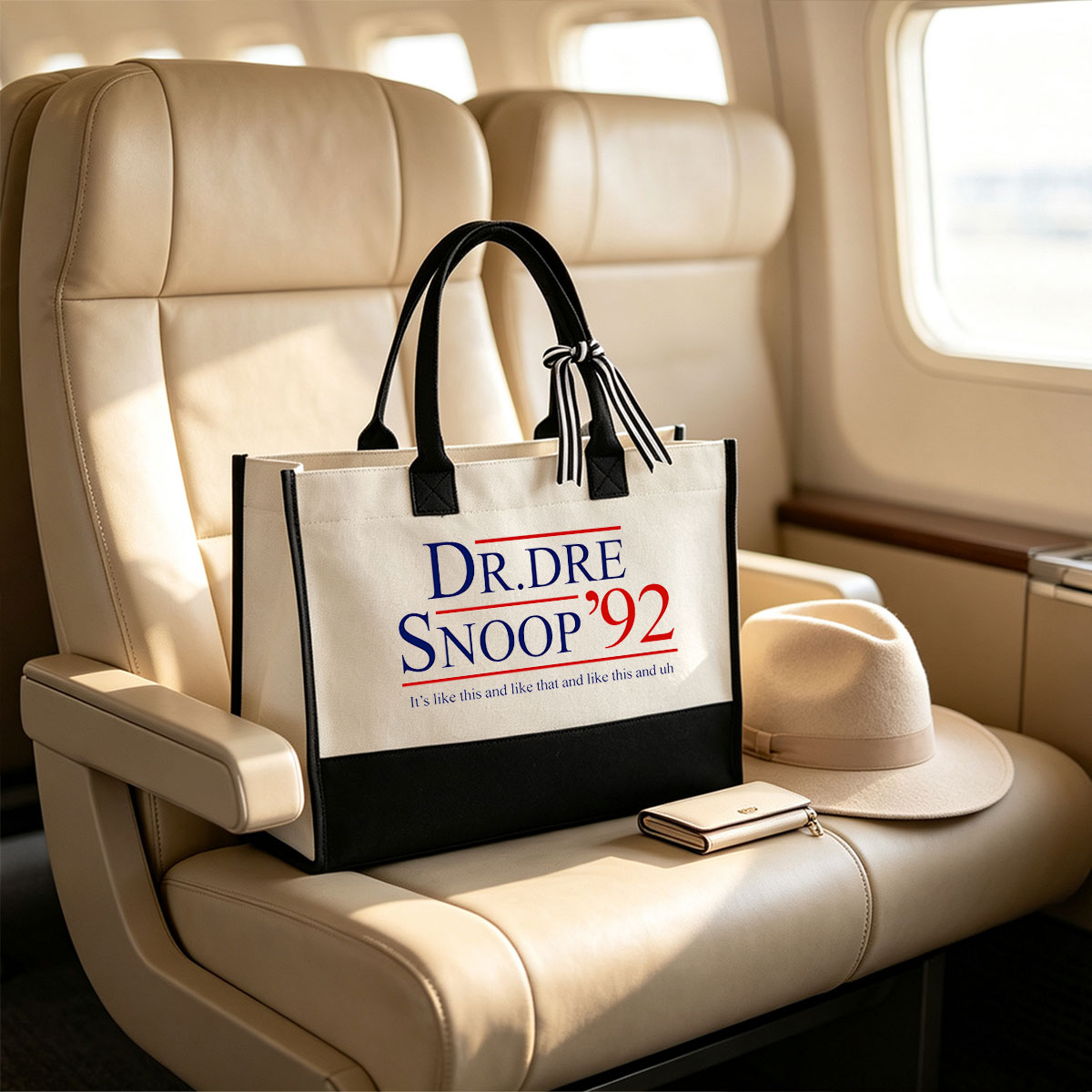 Dr. Dre & Snoop Dogg '92 Collaboration Title - Canvas patchwork gift tote bag