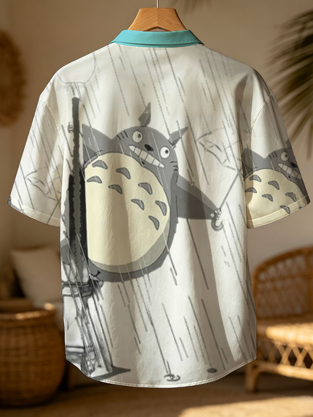 Totoro in the Rain with Umbrella and Streetlamp -  Shirt