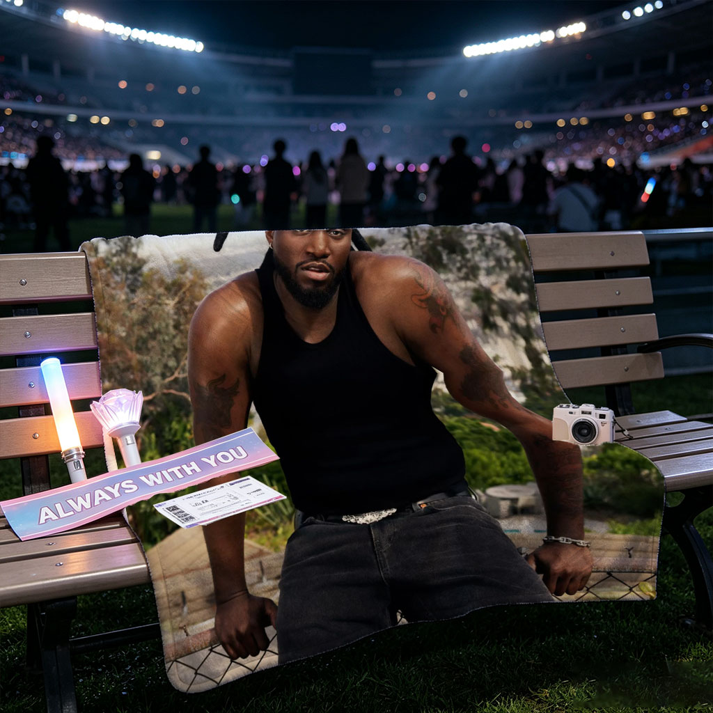 T-Pain Outdoors in Los Angeles, Wearing Black Tank Top and Jeans with Visible Tattoos and Dreads - Blankets