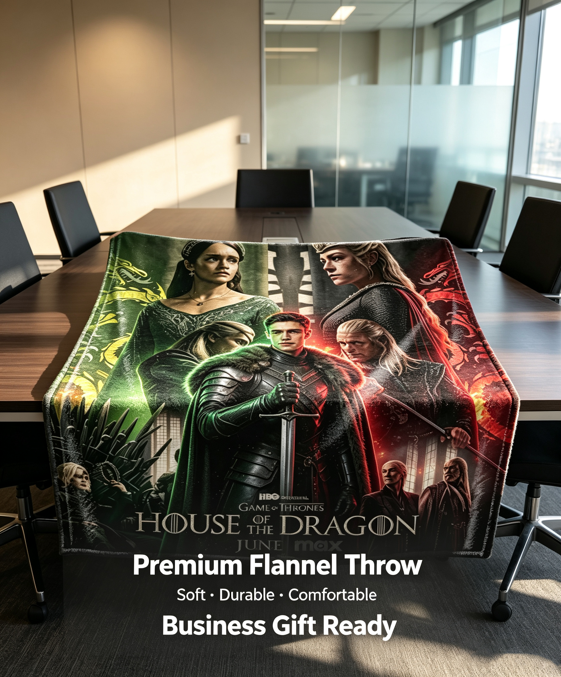 Custom Face Blanket House of the Dragon Flannel Blanket for Fans and Collectors – Perfect Gift or Giveaway for Game of Thrones Enthusiasts