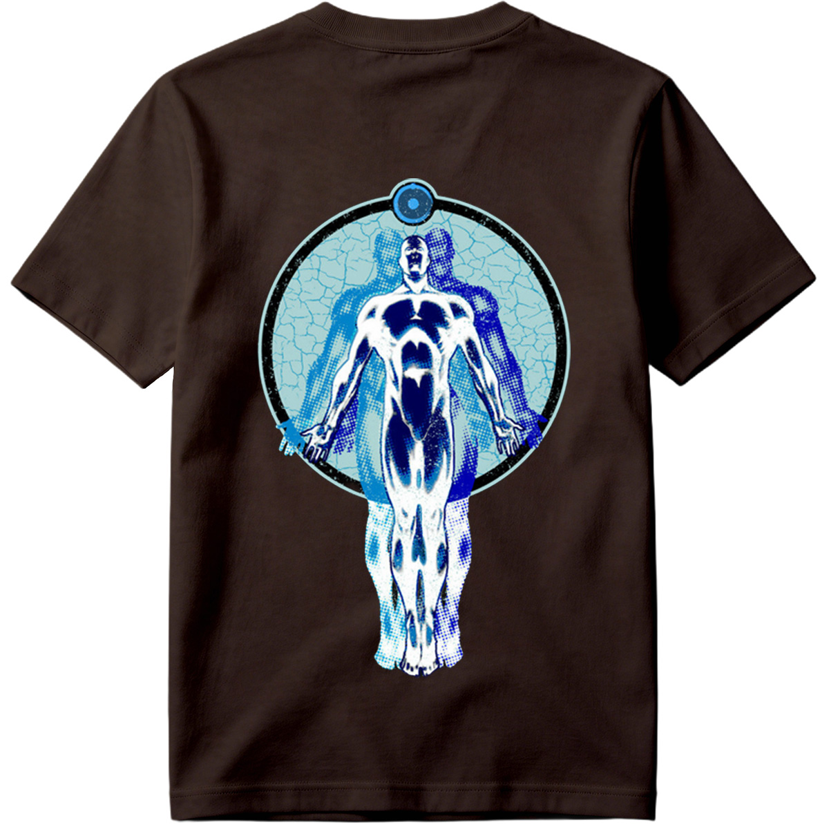 Blue Human Figure in Circular Frame - Tee