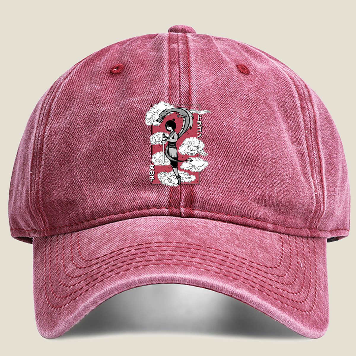 Dragon Girl: Warrior and Serpent in the Clouds - Washed Denim - Baseball Cap
