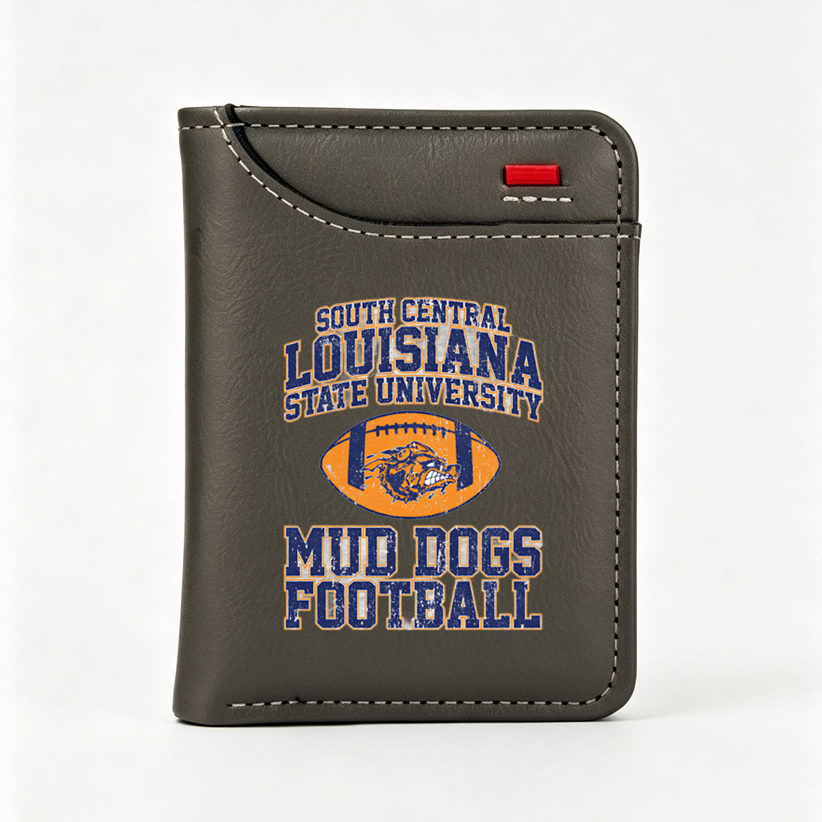 South Central Louisiana State University Mud Dogs Football Team Logo - Vertical Style Wallet