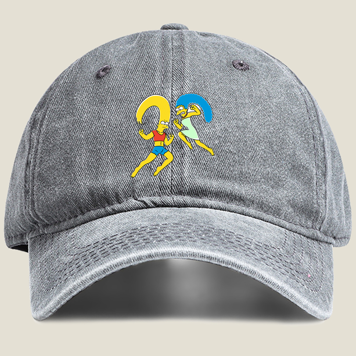 The Simpsons: Marge and Homer Running - Washed Denim - Baseball Cap