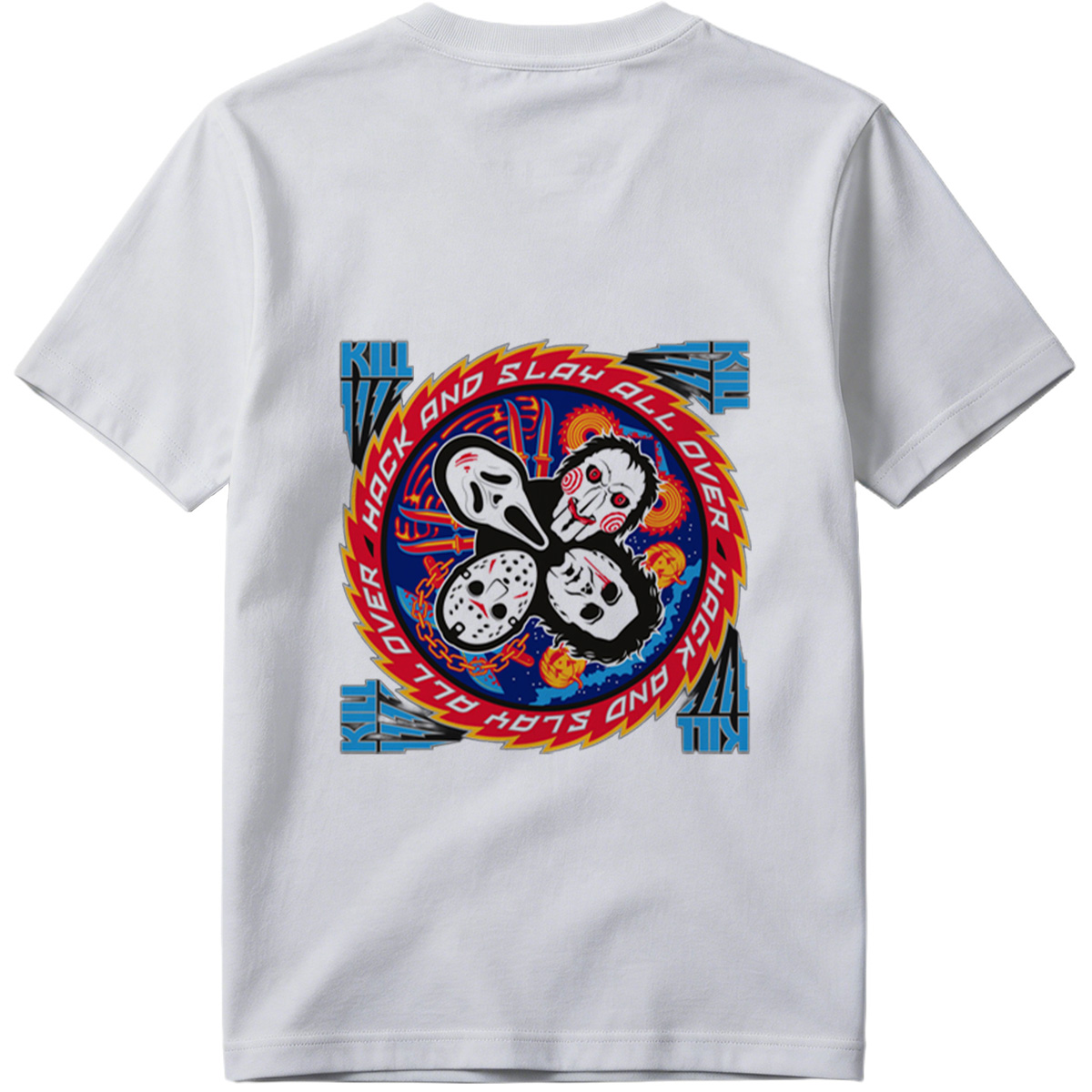 Halloween Horror Icons: Michael Myers, Ghostface, Leatherface, and Jigsaw - Tee