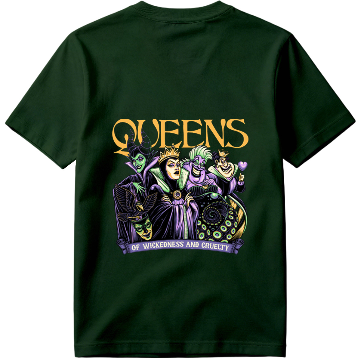 Queens of Wickedness and Cruelty: Maleficent, Evil Queen, Ursula, and Queen of Hearts - Tee