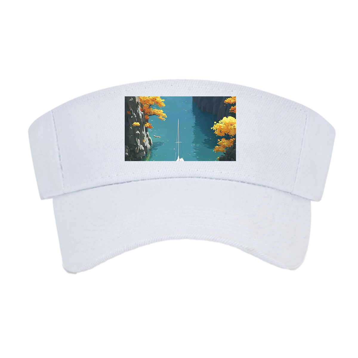 Sailboat Gliding Through Autumn Canyon -  Visor cap