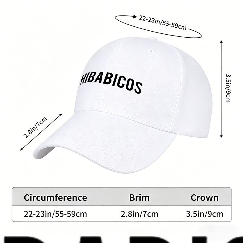 Unisex Classic Baseball Cap with HIBABICOS Logo Print - Stylish Adjustable Hat for Outdoor Activities, Sports, and Daily Wear - Perfect for Adults Seeking Fashionable and Comfortable Headwear