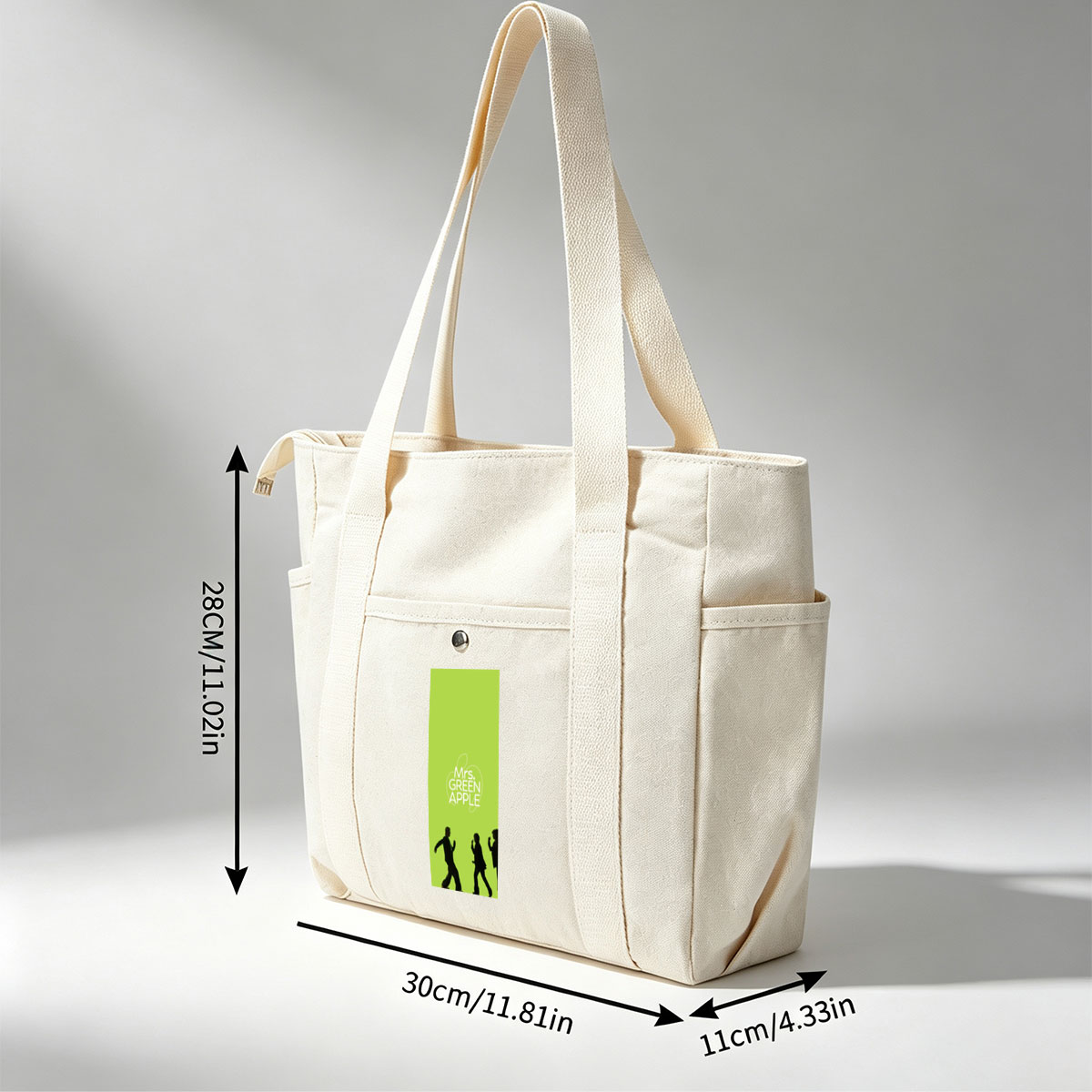 Mrs. GREEN APPLE Band Members Silhouettes Walking on Green Background - Multi-pocket bags