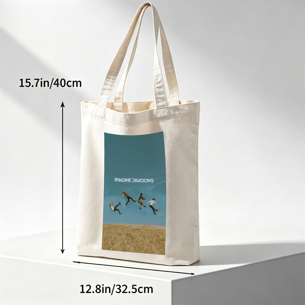 Imagine Dragons Band Members Jumping in a Field Under Blue Sky - Canvas tote bags