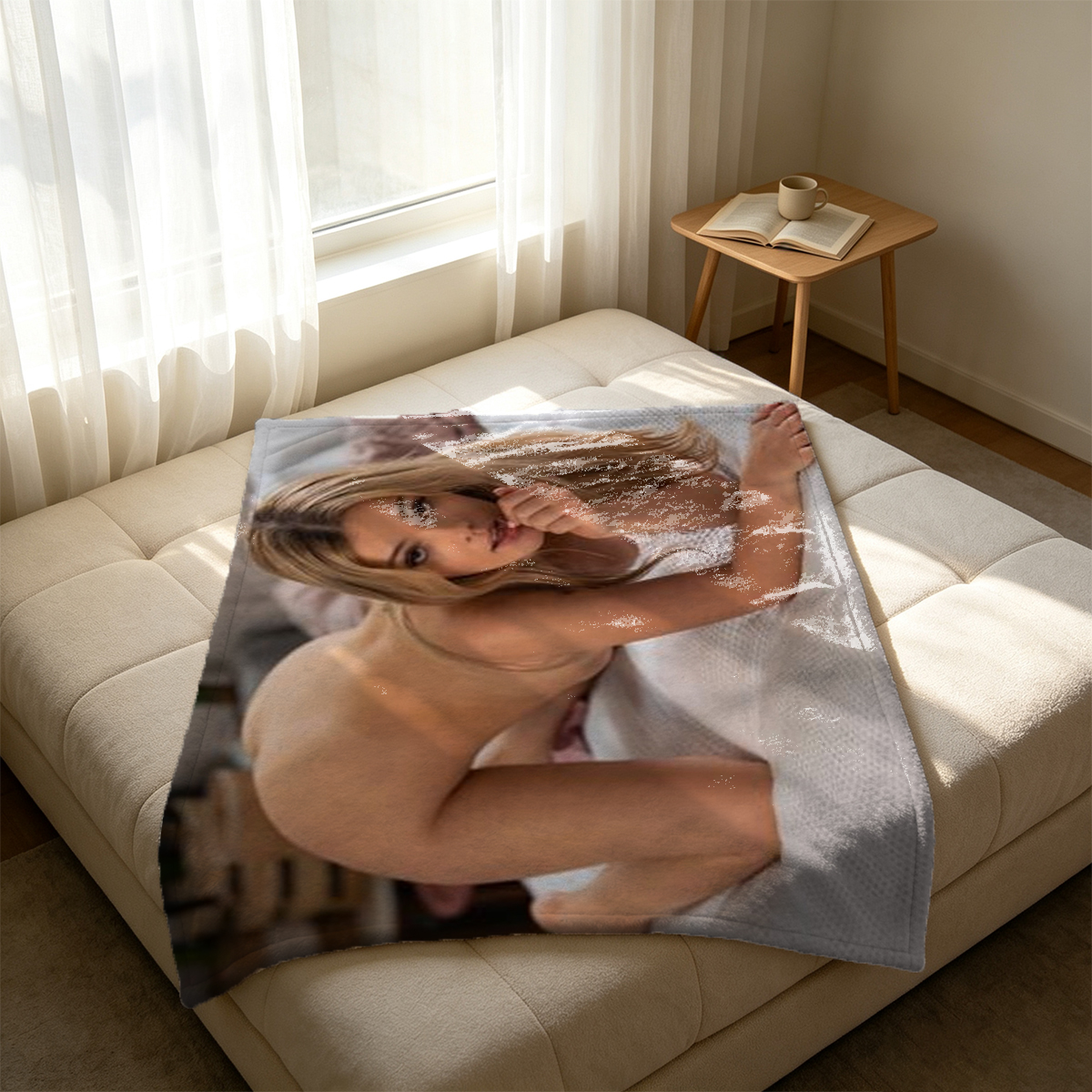 Two Elegant Women in Chic Outfits Standing by a Dining Table - Blanket