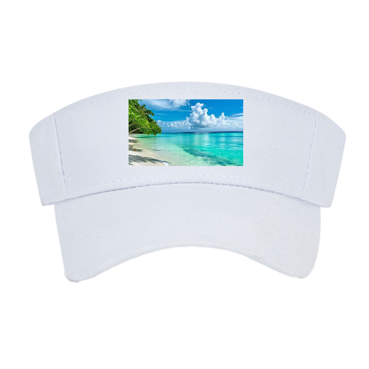 Tropical Beach with Crystal Clear Water and Palm Trees -  Visor cap