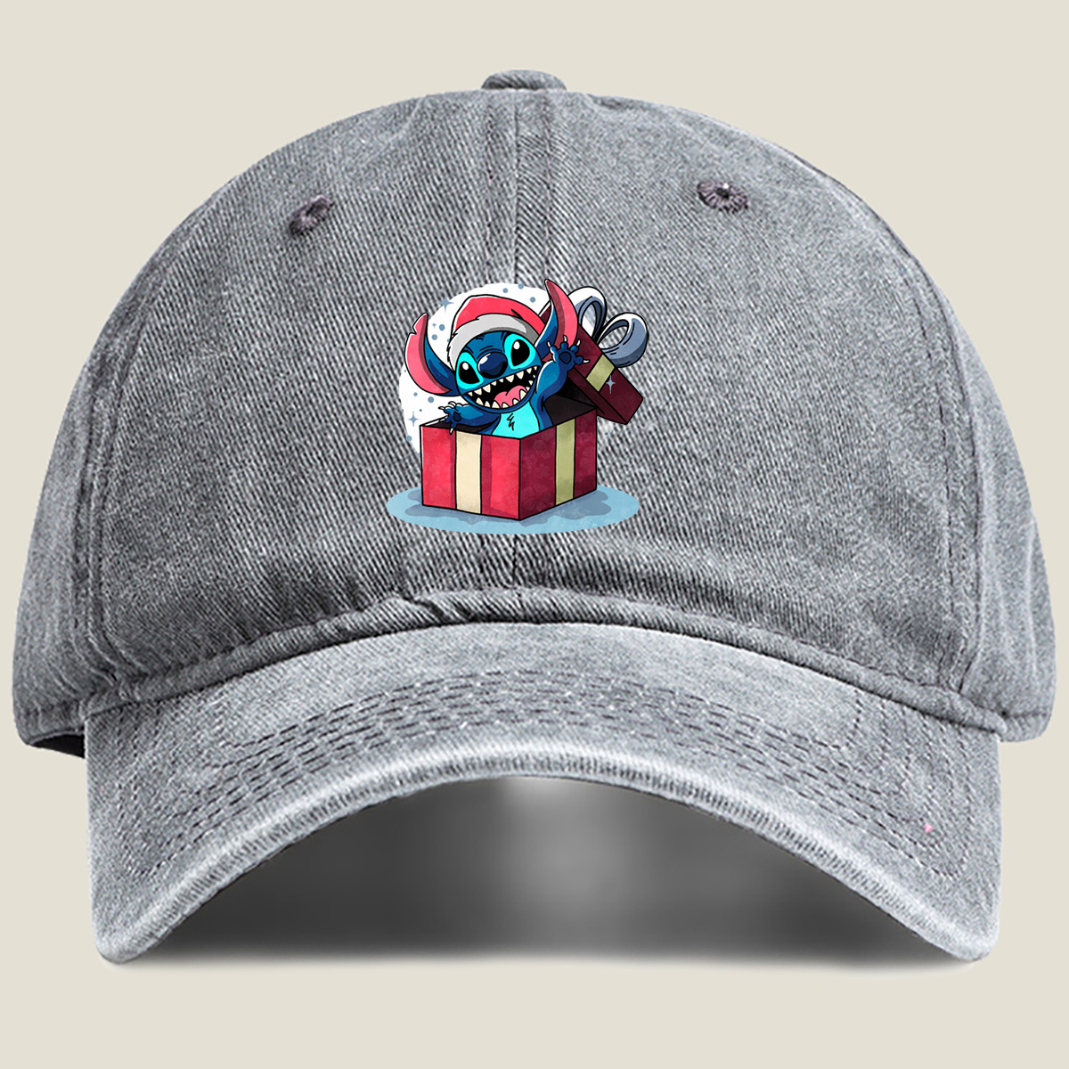 Stitch in Christmas Gift Box - Washed Denim - Baseball Cap