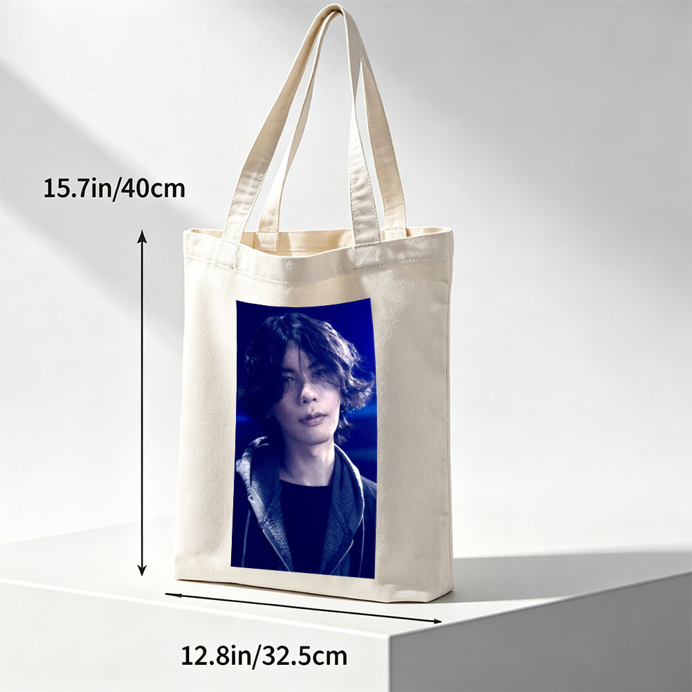Yosuke Nagai in a dramatic scene with intense blue lighting and a stylish jacket - Canvas tote bags