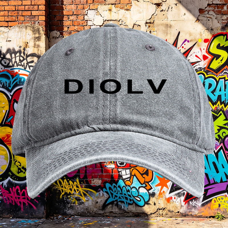 Unisex Classic Washed Cotton Hat with DIOV Logo Print - Casual Streetwear Cap for Outdoor Activities, Urban Lifestyle, and Daily Wear - Perfect for Men and Women Seeking Fashionable and Comfortable Headwear