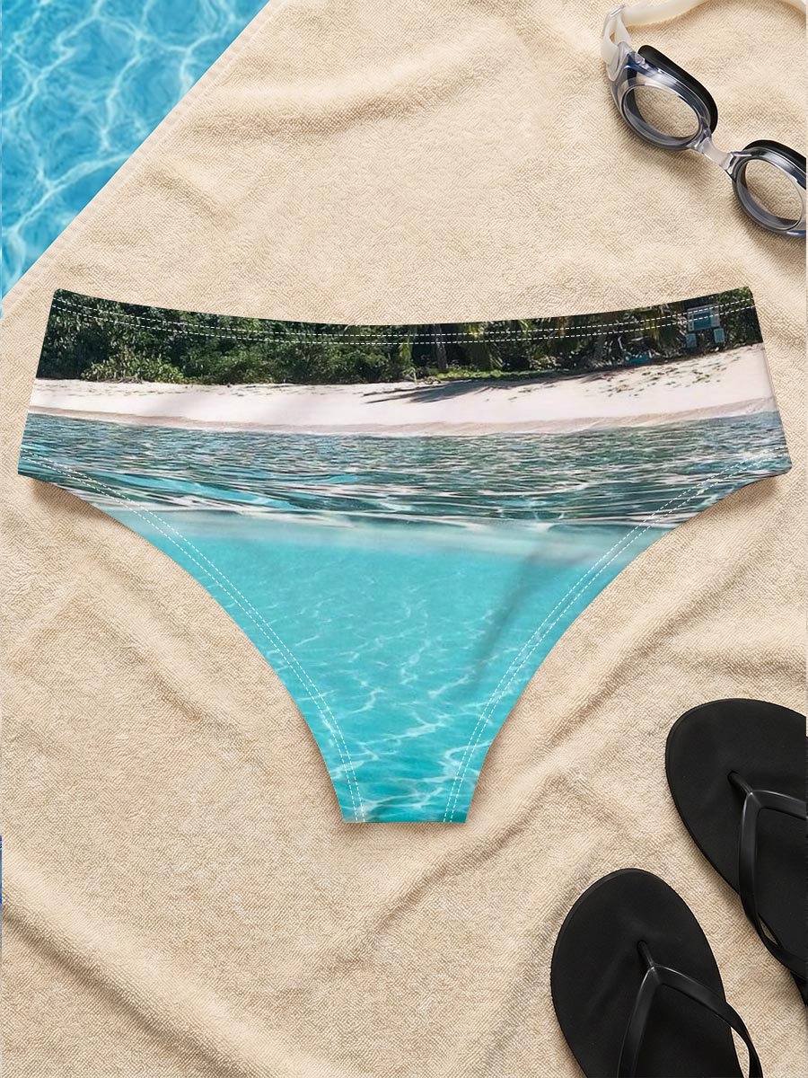 Crystal Clear Waters and Palm Trees on a Tropical Beach -  Men's swim trunks