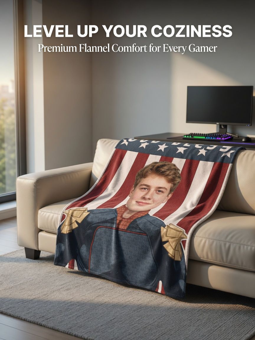 Custom Face Photo Blanket Personalized Superhero Flannel Throw Cozy Velvet Fleece Bed Sofa Gift