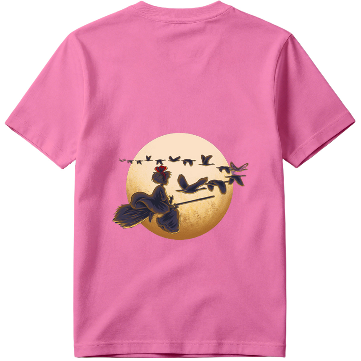 Mulan Flying on a Broomstick with Geese Against the Moon - Tee