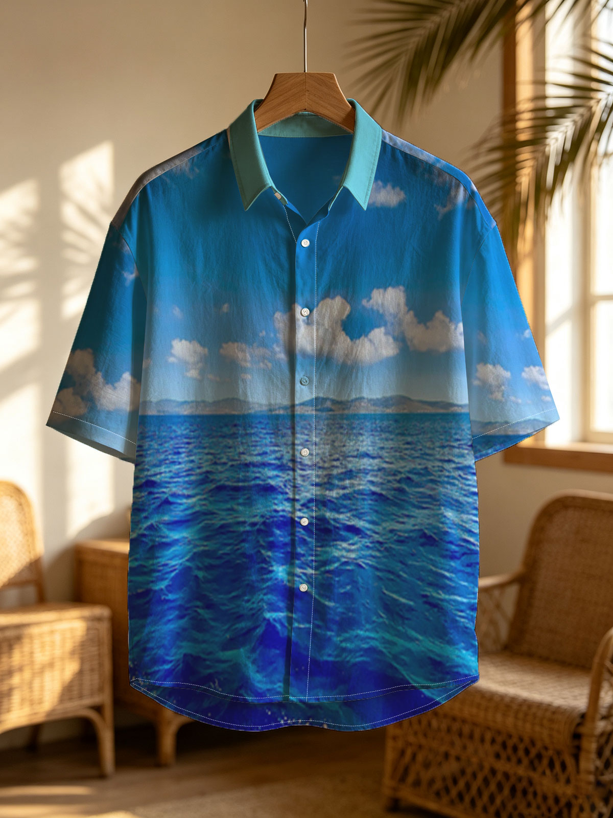 Azure Sea Under Blue Sky with White Clouds -  Shirt