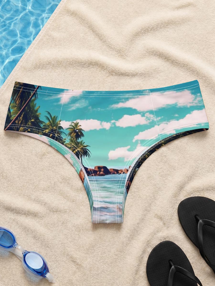 Tropical Beach with Palm Trees and Crystal Clear Water -  Men's swim trunks