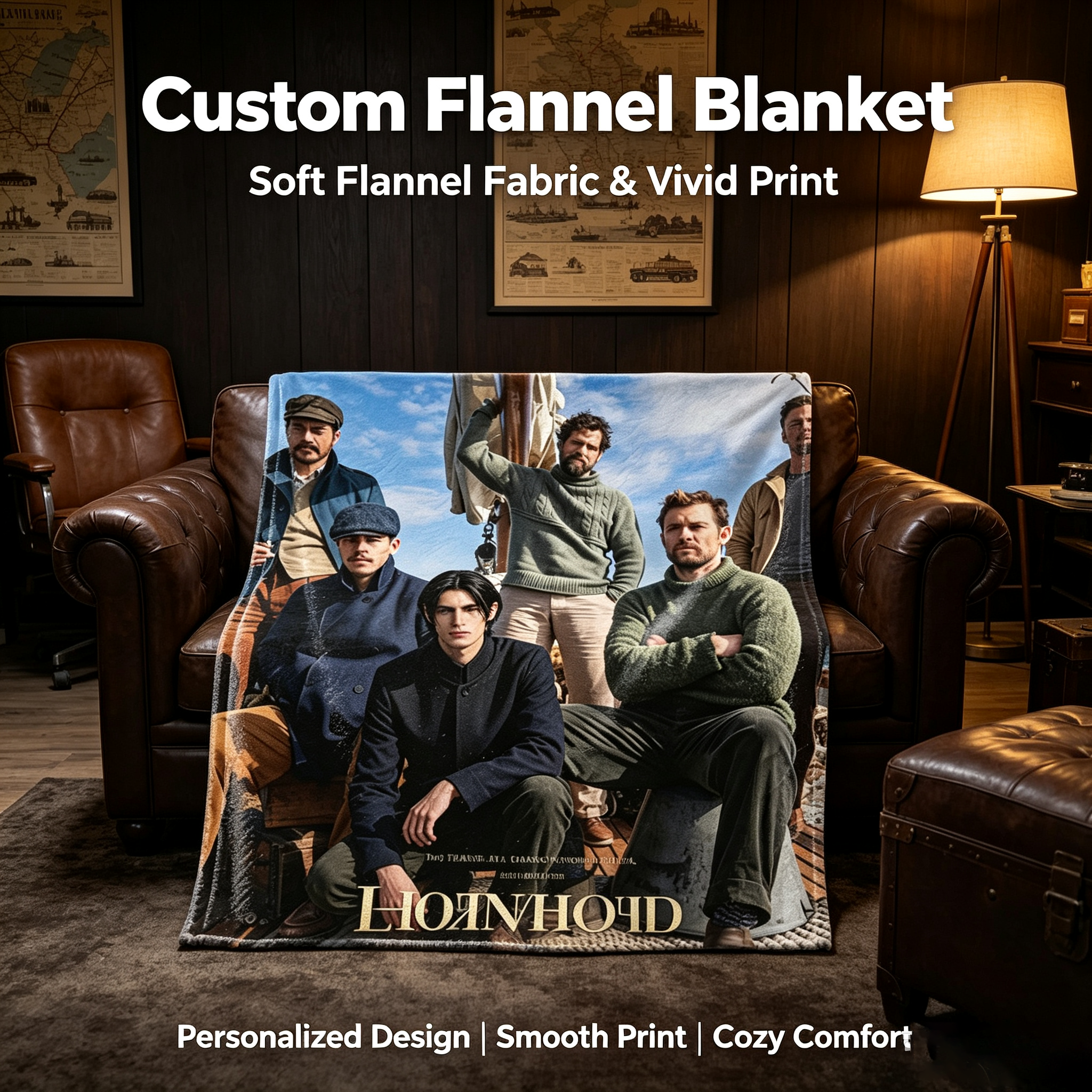 Custom Face Blanket Hornhold Movie Characters Flannel Blanket for Men's Fashion Fans Perfect Gift or Giveaway for Film Enthusiasts