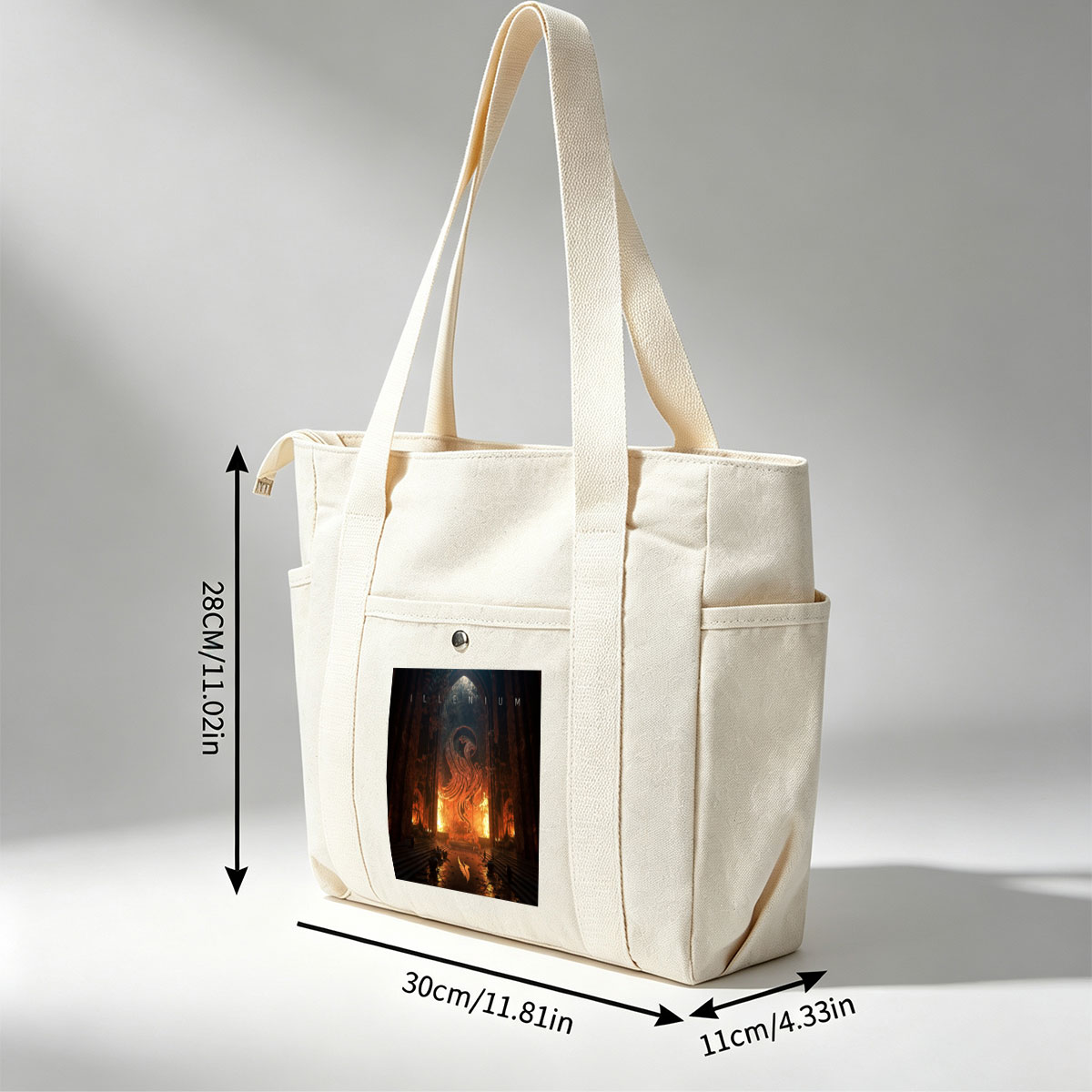 Illenium Cathedral of Fire and Flames with a Serpentine Dragon in the Center - Multi-pocket bags