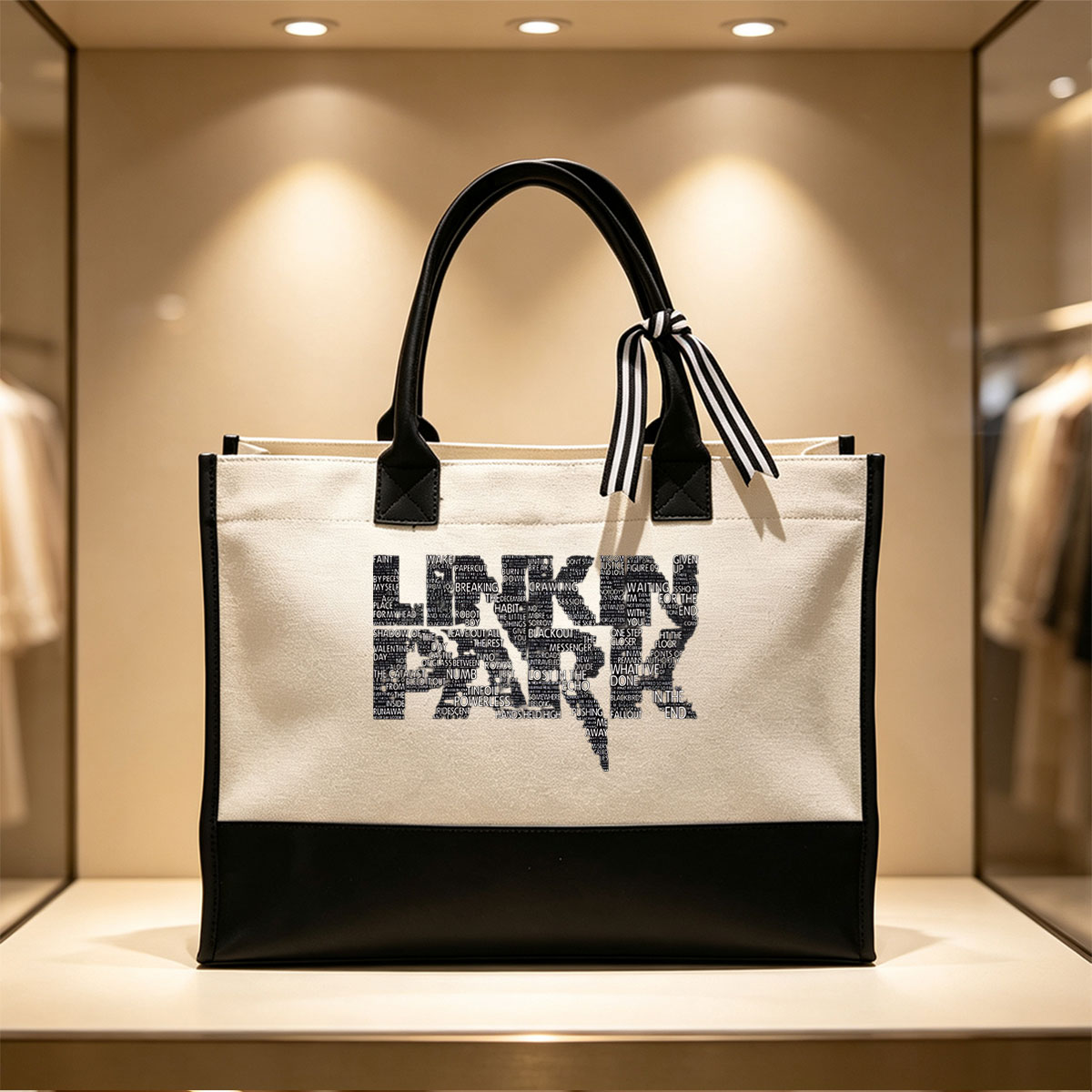 Linkin Park Song Titles Word Cloud - Canvas patchwork gift tote bag