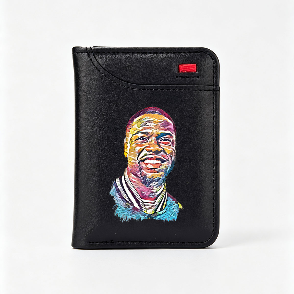 Colorful Portrait of a Smiling Man in a Striped Sweater - Vertical Style Wallet