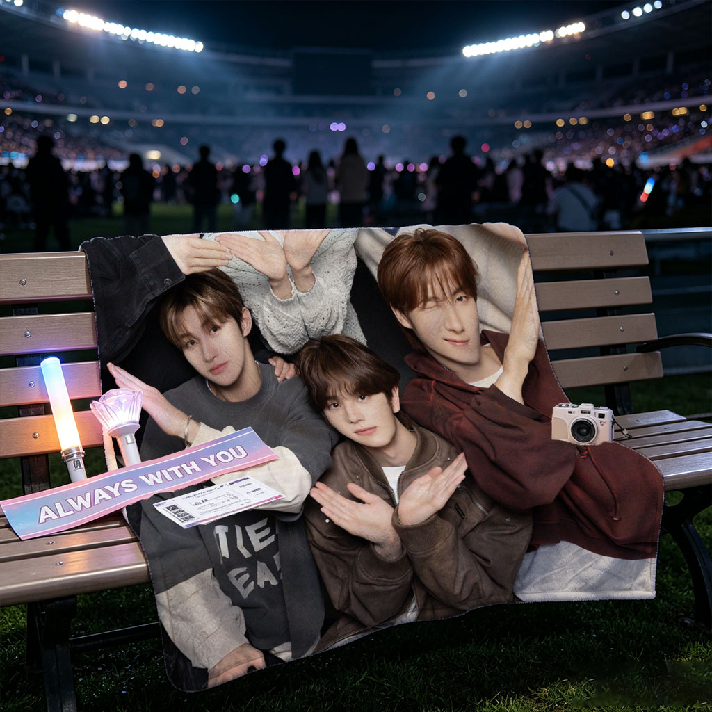 NCT Dream Group Photo - Six Members Posing Together with Hand Gestures in Casual Outfits - Blankets