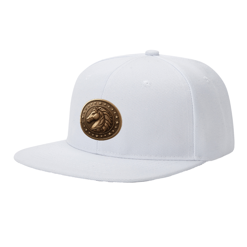 Flat Brim Baseball Cap Horse Head Emblem with Stars and Moon Design Streetwear Underground Skate Style for Basketball Court Skate Park Urban Lifestyle Skaters Rappers Streetwear Enthusiasts