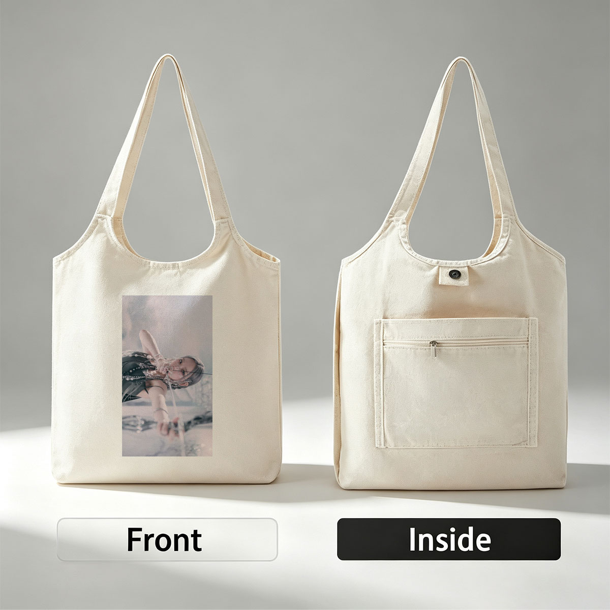 Lisa Blackpink Snowy Landscape Holding Bow and Arrow in Elegant Outfit - Canvas shoulder bags/
