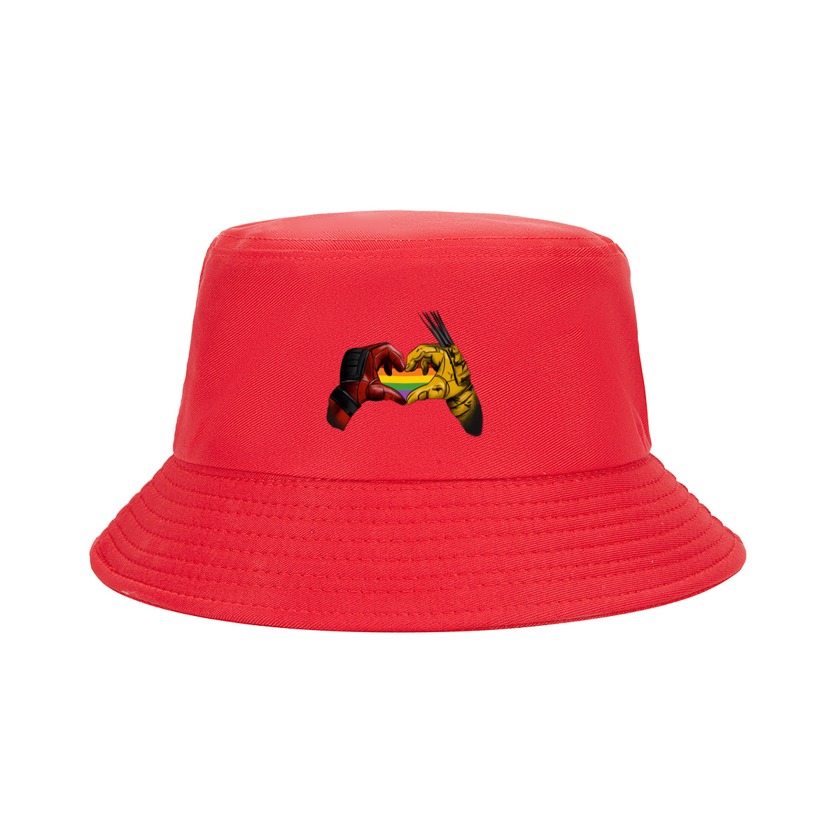 Deadpool and Wolverine Form a Rainbow Heart - Fisherman's Hat