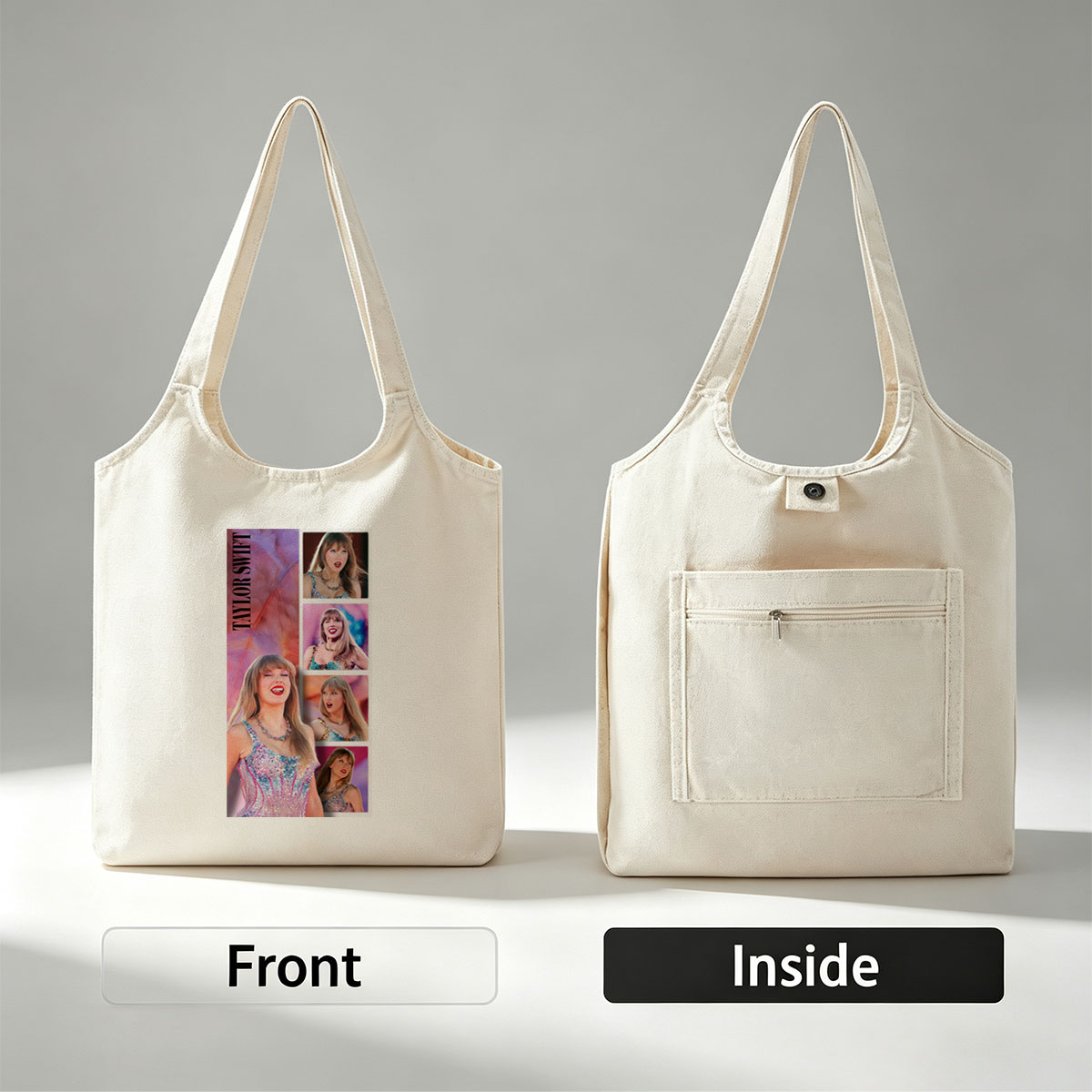 Taylor Swift Live Performance in Sparkling Stage Outfit and Expressive Moments - Canvas shoulder bags/