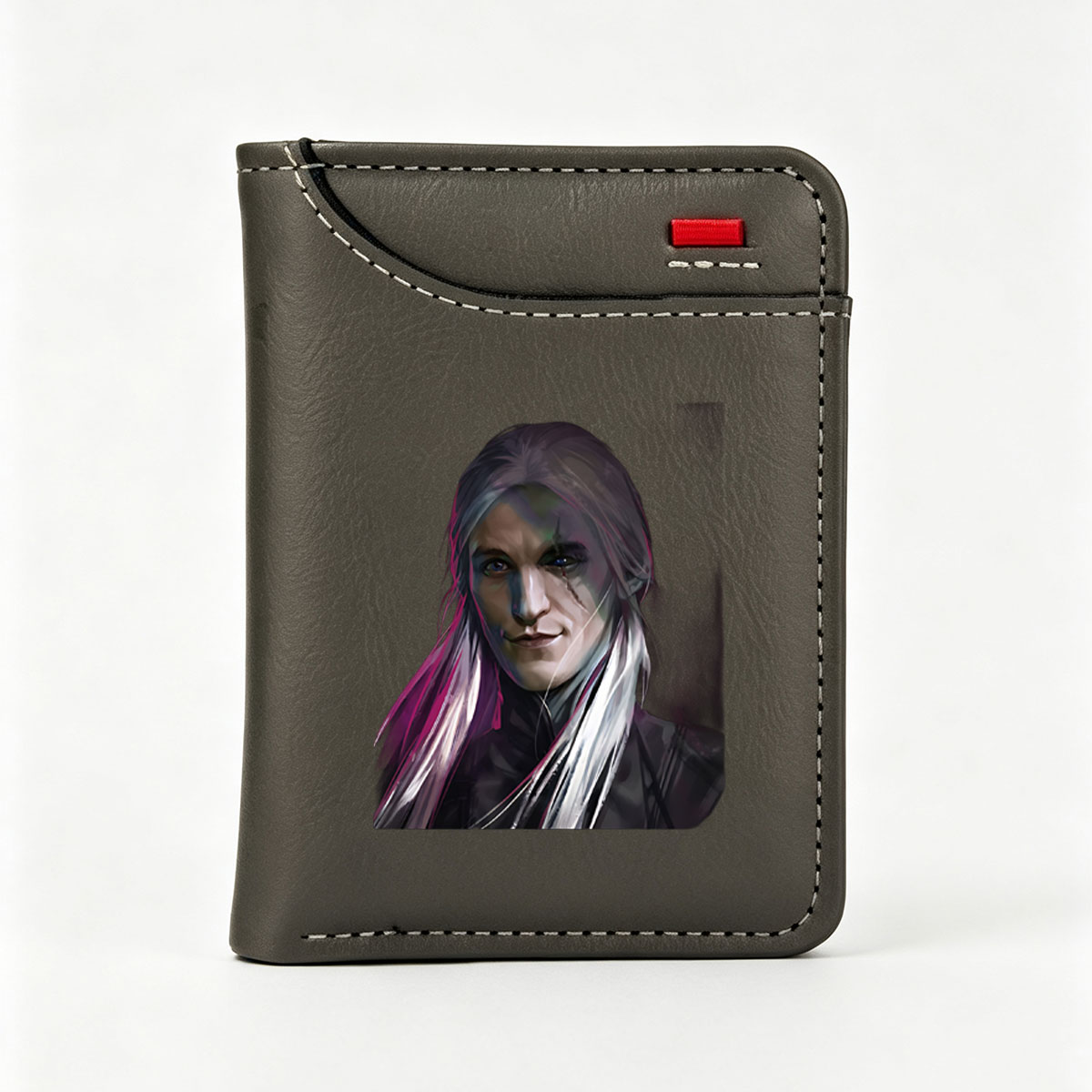Geralt of Rivia, Witcher, White Hair, Scarred Face, Dark Fantasy Character - Vertical Style Wallet