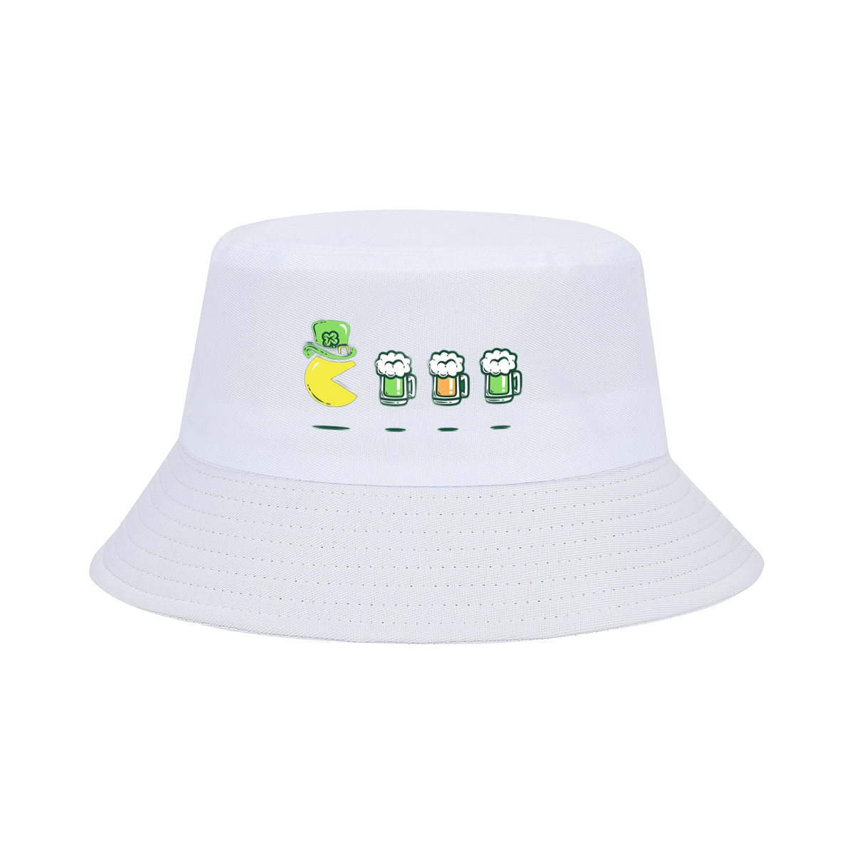 Pac-Man Wears a Leprechaun Hat and Approaches Beer Mugs - Fisherman's Hat